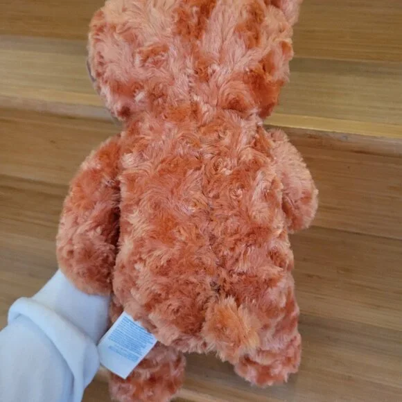 Build A Bear Pumpkin Spice Bear Plush Orange Curly Glitter NWT. Super soft. - Picture 8 of 9
